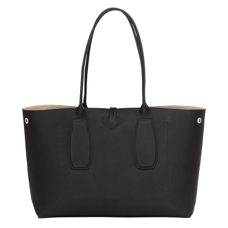 Longchamp Le Roseau L Tote Bag Siyah | 73289-ELGQ