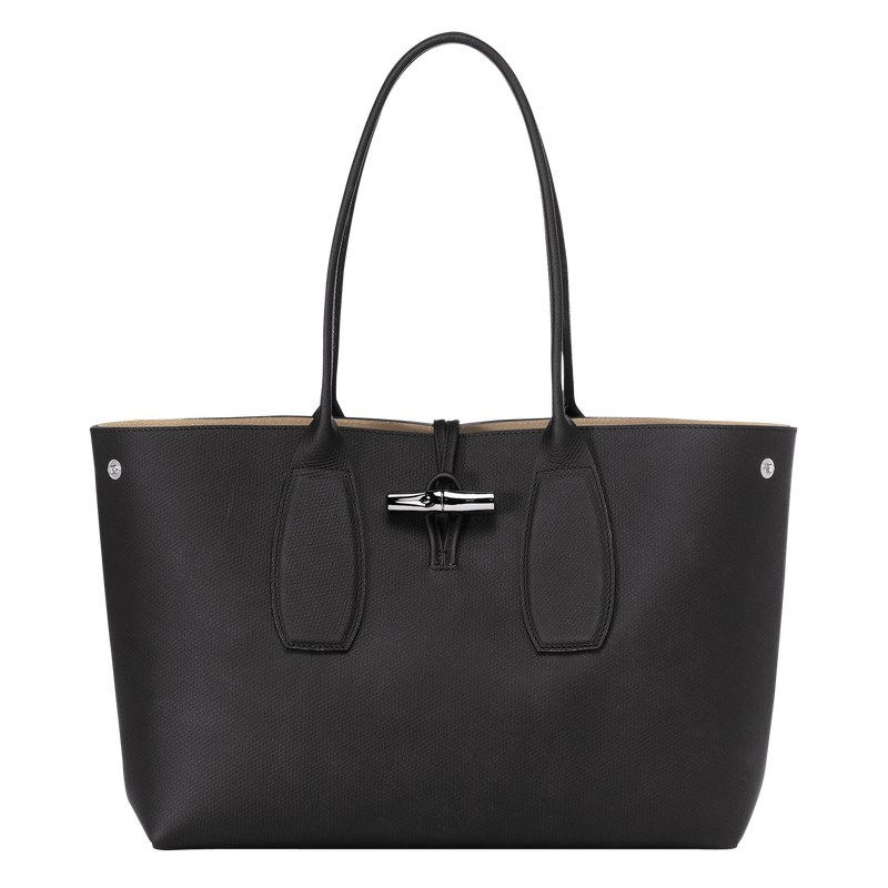 Longchamp Le Roseau L Tote Bag Siyah | 73289-ELGQ