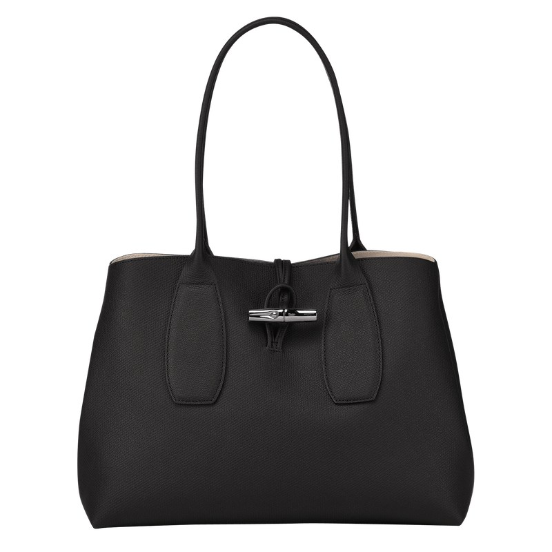 Longchamp Le Roseau L Tote Bag Siyah | 73289-ELGQ