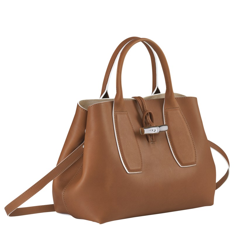 Longchamp Le Roseau M Handbag Cognac | 082-EHWQZC