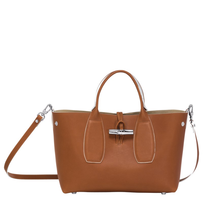 Longchamp Le Roseau M Handbag Cognac | 082-EHWQZC