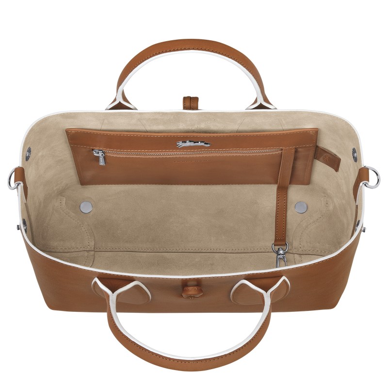 Longchamp Le Roseau M Handbag Cognac | 082-EHWQZC