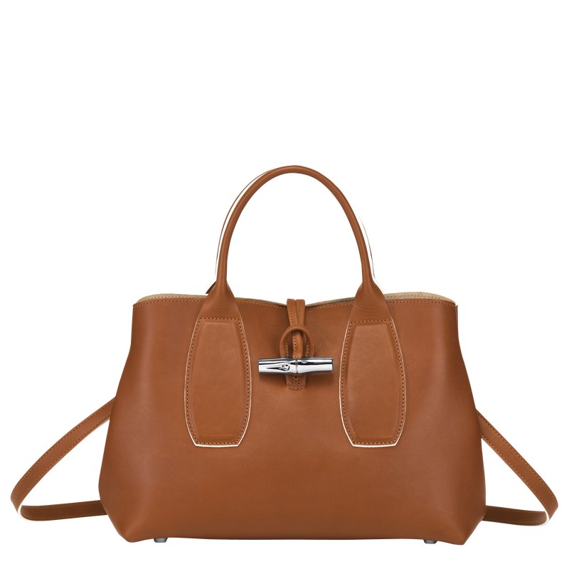 Longchamp Le Roseau M Handbag Cognac | 082-EHWQZC