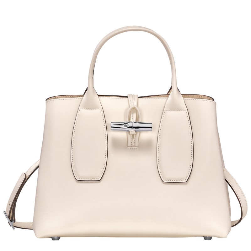 Longchamp Le Roseau M Handbag Ecru | 694-VEULXW