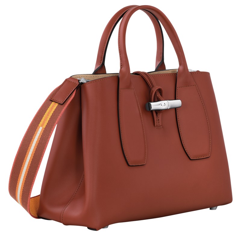 Longchamp Le Roseau M Handbag Mahogany | 462-OKPUNX