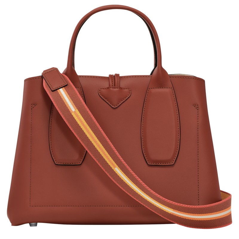 Longchamp Le Roseau M Handbag Mahogany | 462-OKPUNX