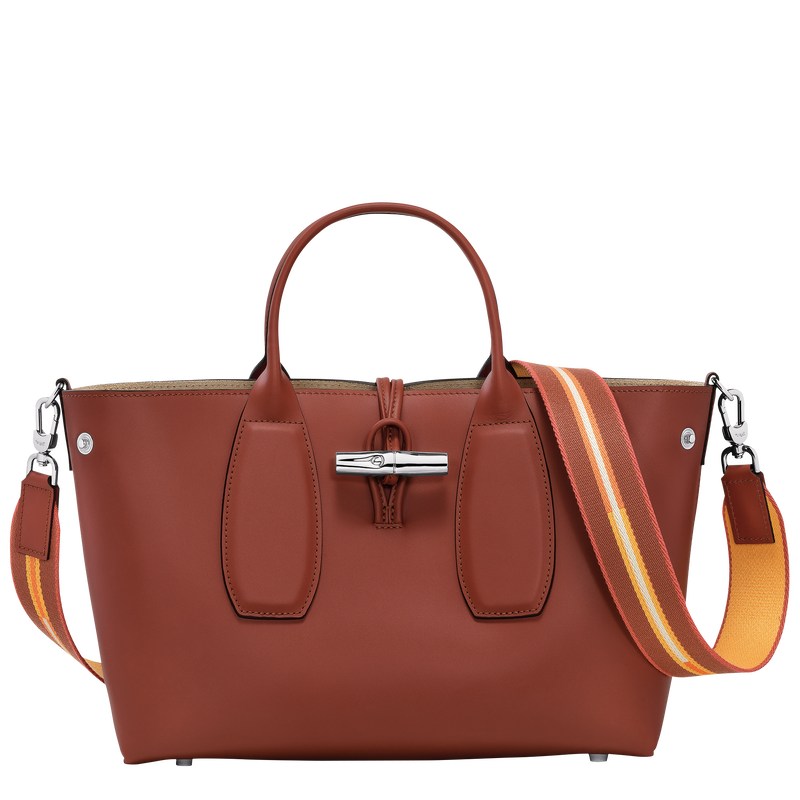 Longchamp Le Roseau M Handbag Mahogany | 462-OKPUNX