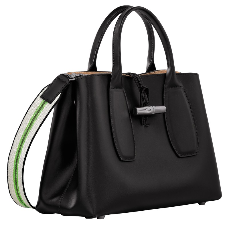 Longchamp Le Roseau M Handbag Siyah | 183-ZYQSJO