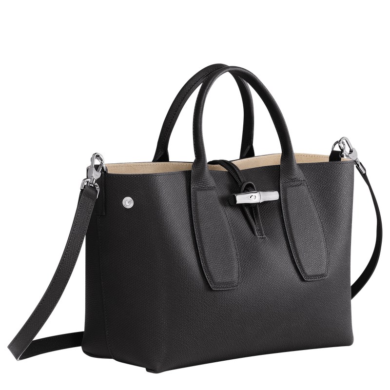 Longchamp Le Roseau M Handbag Siyah | 23068-AMCR