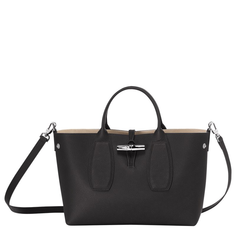 Longchamp Le Roseau M Handbag Siyah | 23068-AMCR