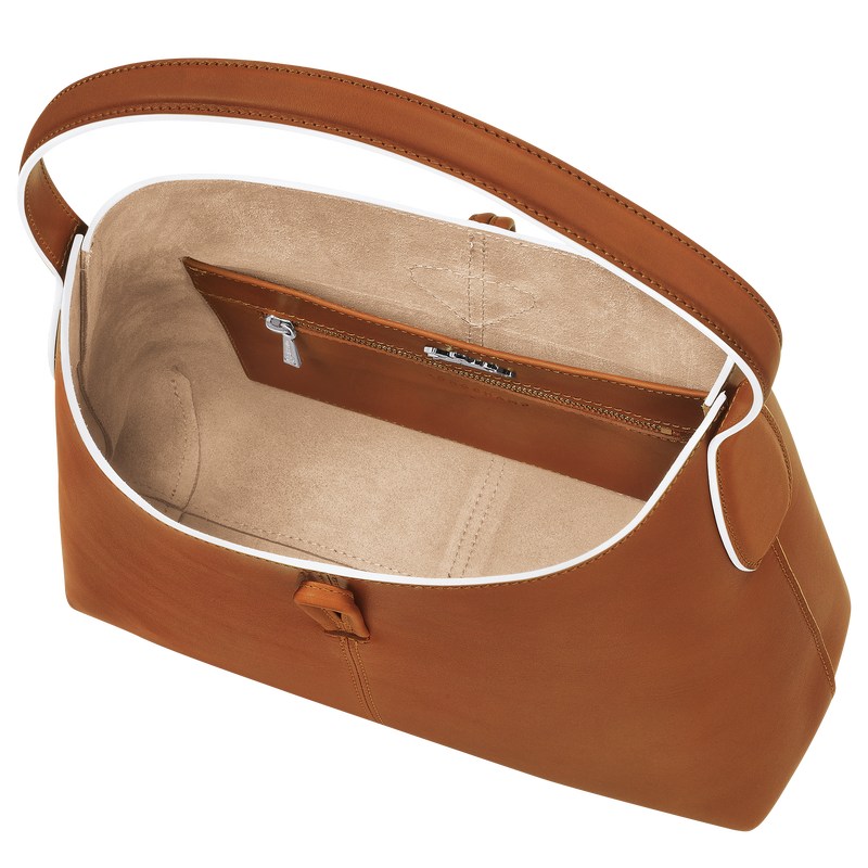 Longchamp Le Roseau M Hobo Bag Cognac | 803-BPVGNK