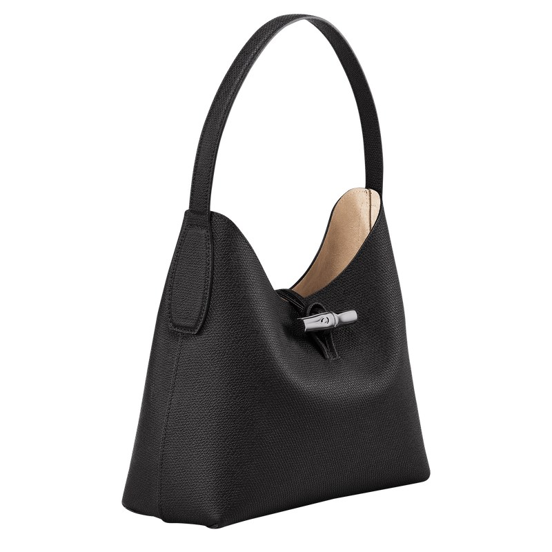 Longchamp Le Roseau M Hobo Bag Siyah | 34925-NLFS