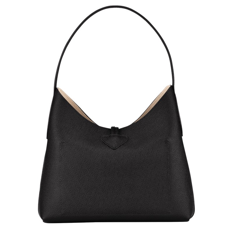 Longchamp Le Roseau M Hobo Bag Siyah | 34925-NLFS