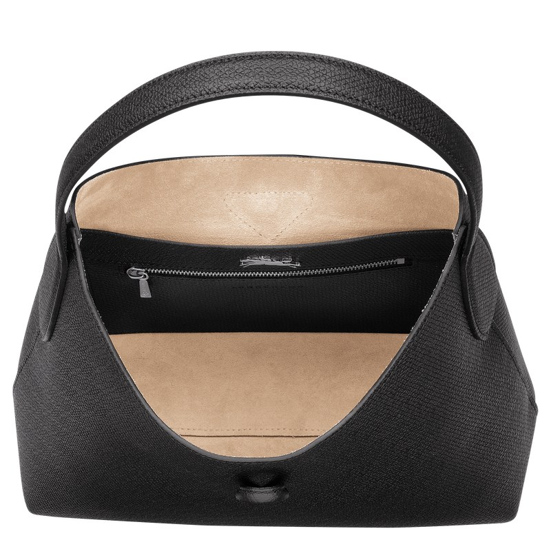 Longchamp Le Roseau M Hobo Bag Siyah | 34925-NLFS