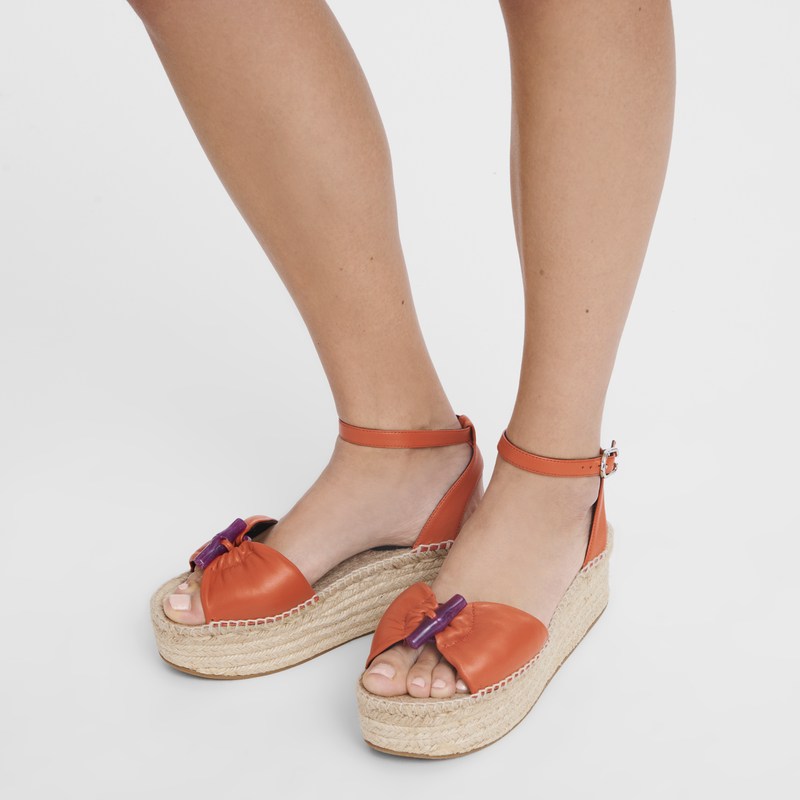 Longchamp Le Roseau Wedge Espadrilles Sienna | 76829-WICK