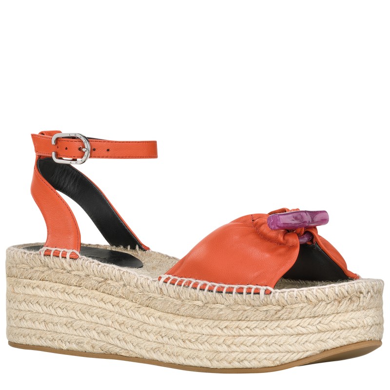 Longchamp Le Roseau Wedge Espadrilles Sienna | 76829-WICK