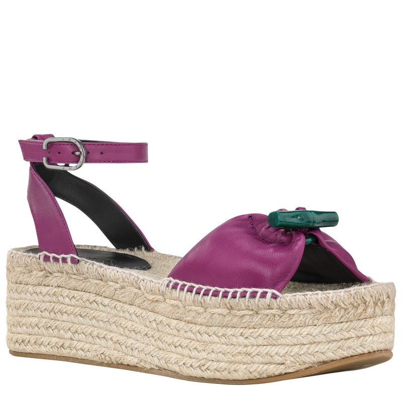 Longchamp Le Roseau Wedge Espadrilles Violet | 50136-BFML