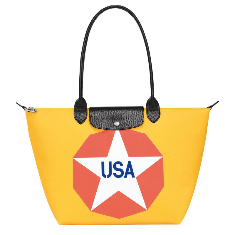 Longchamp Longchamp X Robert Indiana L Tote Bag Mavi | 48359-VFSJ