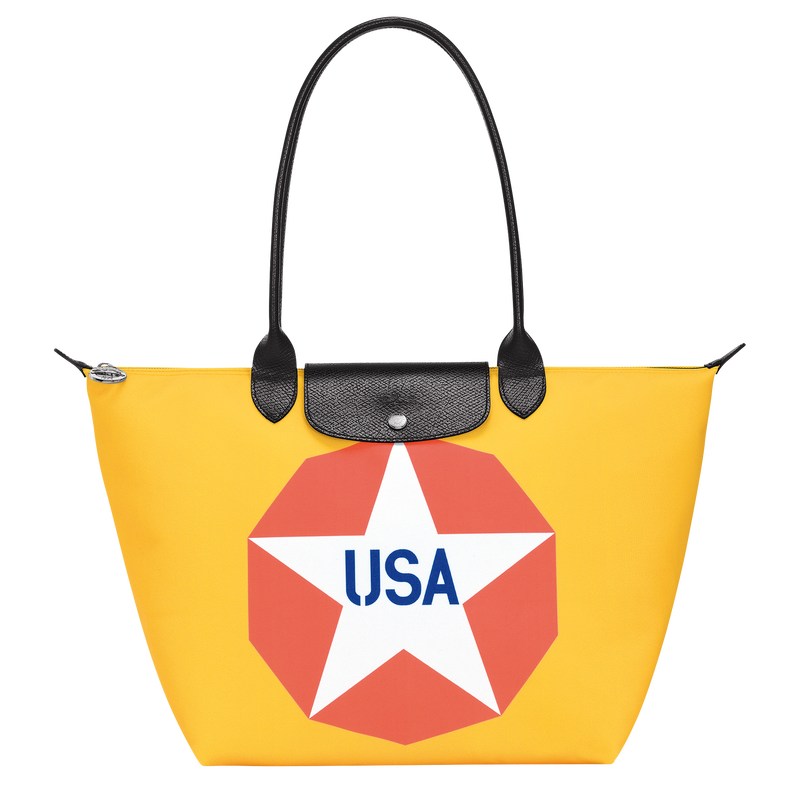 Longchamp Longchamp X Robert Indiana L Tote Bag Mavi | 67358-XJYB