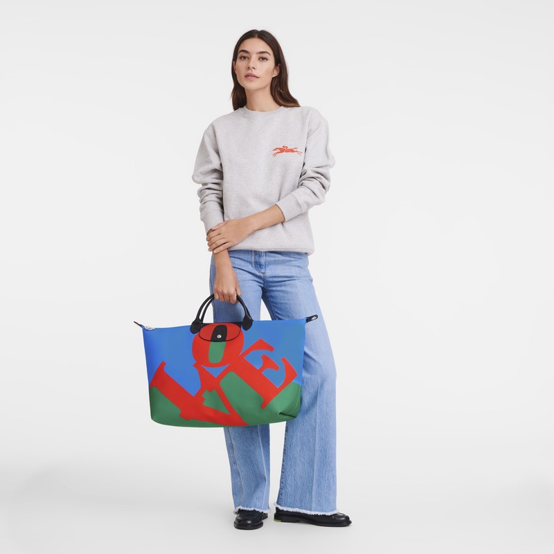 Longchamp Longchamp X Robert Indiana Travel Bag Kırmızı Lacivert | 31862-ZPIR