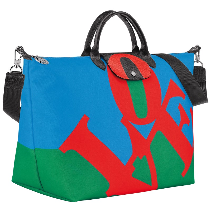 Longchamp Longchamp X Robert Indiana Travel Bag Kırmızı Lacivert | 31862-ZPIR