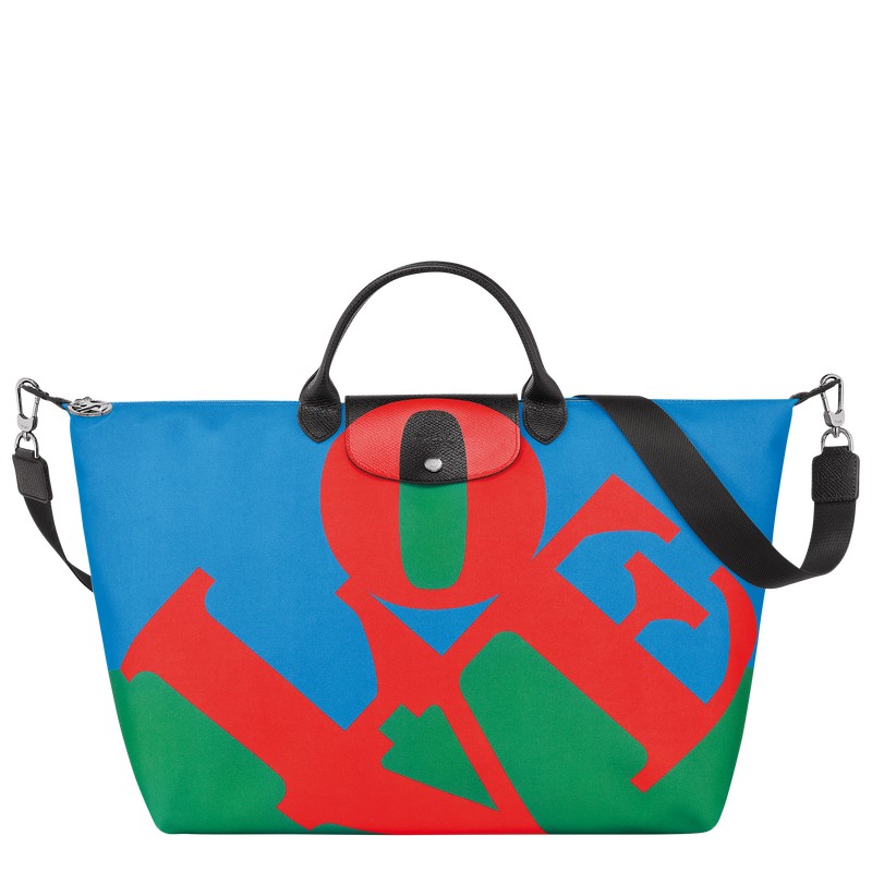 Longchamp Longchamp X Robert Indiana Travel Bag Kırmızı Lacivert | 31862-ZPIR