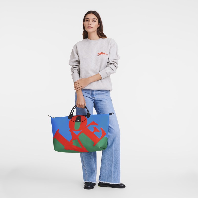 Longchamp Longchamp X Robert Indiana Travel Bag Kırmızı Lacivert | 90568-DEBT