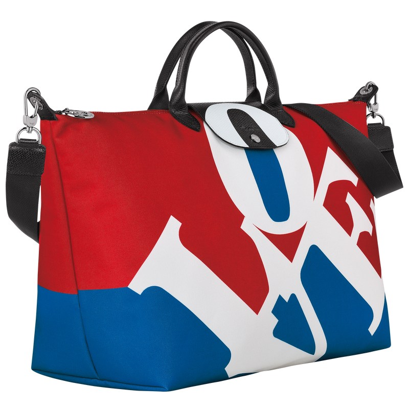 Longchamp Longchamp X Robert Indiana Travel Bag Beyaz | 62318-GXOE