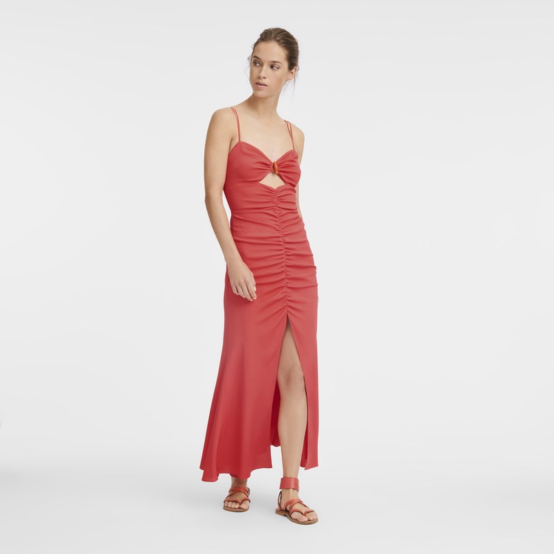 Longchamp Midi Dress Strawberry | 453-CRSBNO