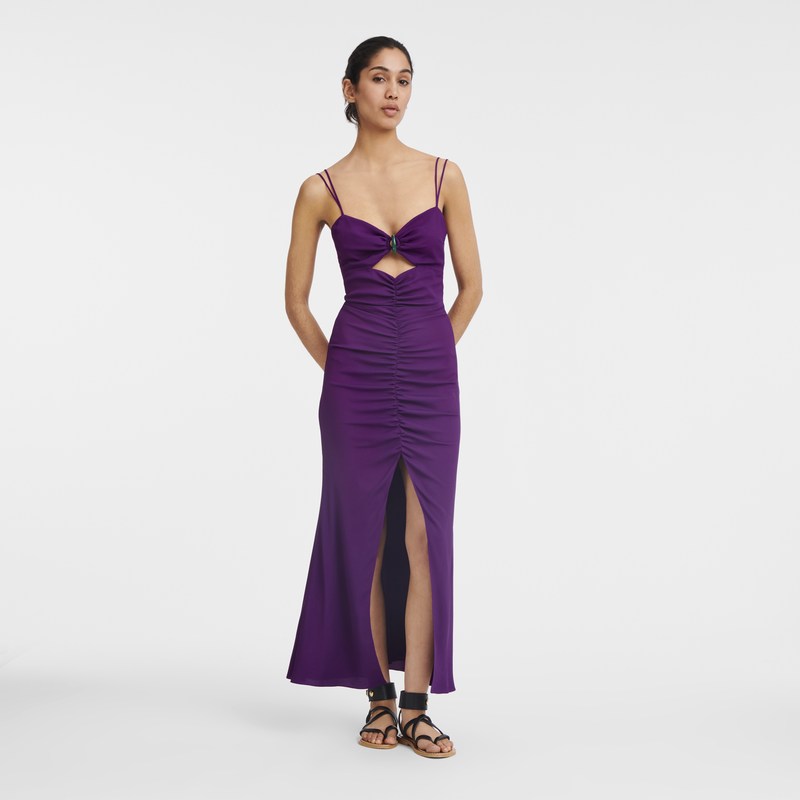 Longchamp Midi Dress Violet | 623-NUQWFY