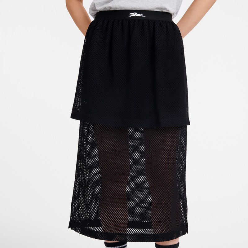 Longchamp Midi Skirt Siyah | 04528-THAD