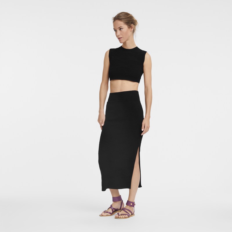 Longchamp Midi Skirt Siyah | 65203-KRAO