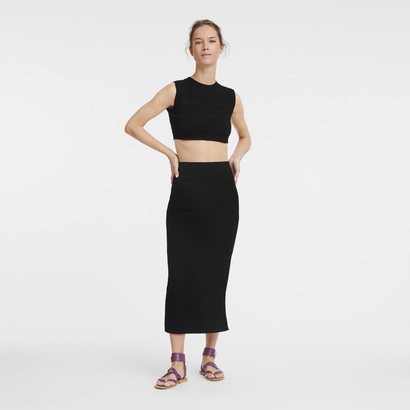 Longchamp Midi Skirt Siyah | 65203-KRAO