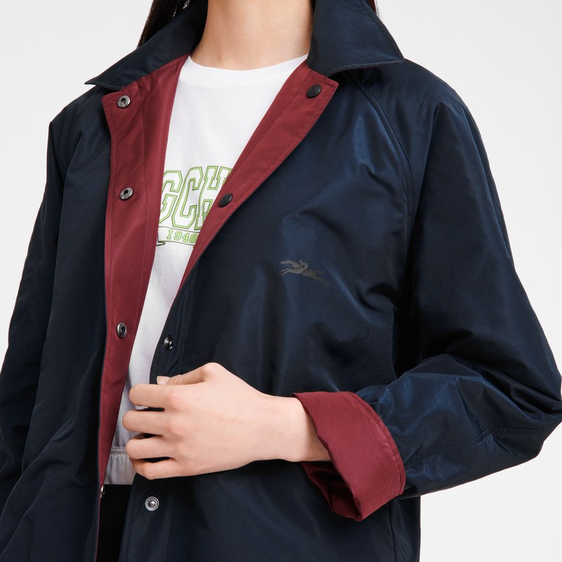 Longchamp Padded Blouson Lacivert Bordo | 570-NPCQZW