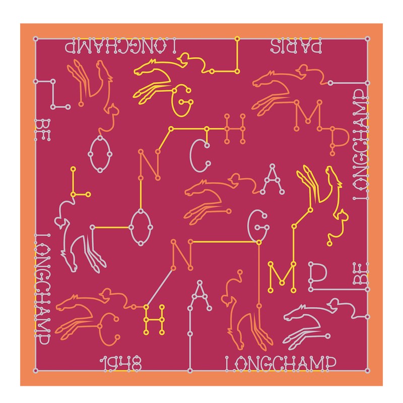 Longchamp Parcours Longchamp Silk Scarf 50 Magenta | 48905-DCWS