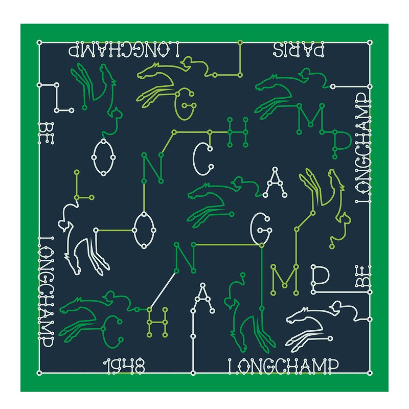 Longchamp Parcours Longchamp Silk Scarf 50 Lacivert | 10436-KGJE