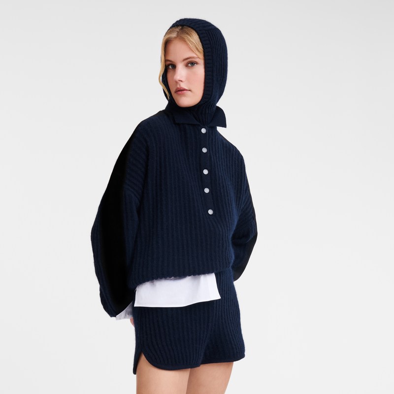 Longchamp Polo Collar Jumper Lacivert | 273-FLGKWZ