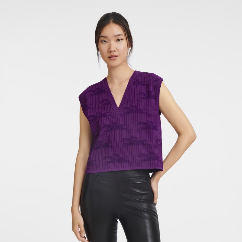 Longchamp Sleeveless Sweater Violet | 72438-XBZE