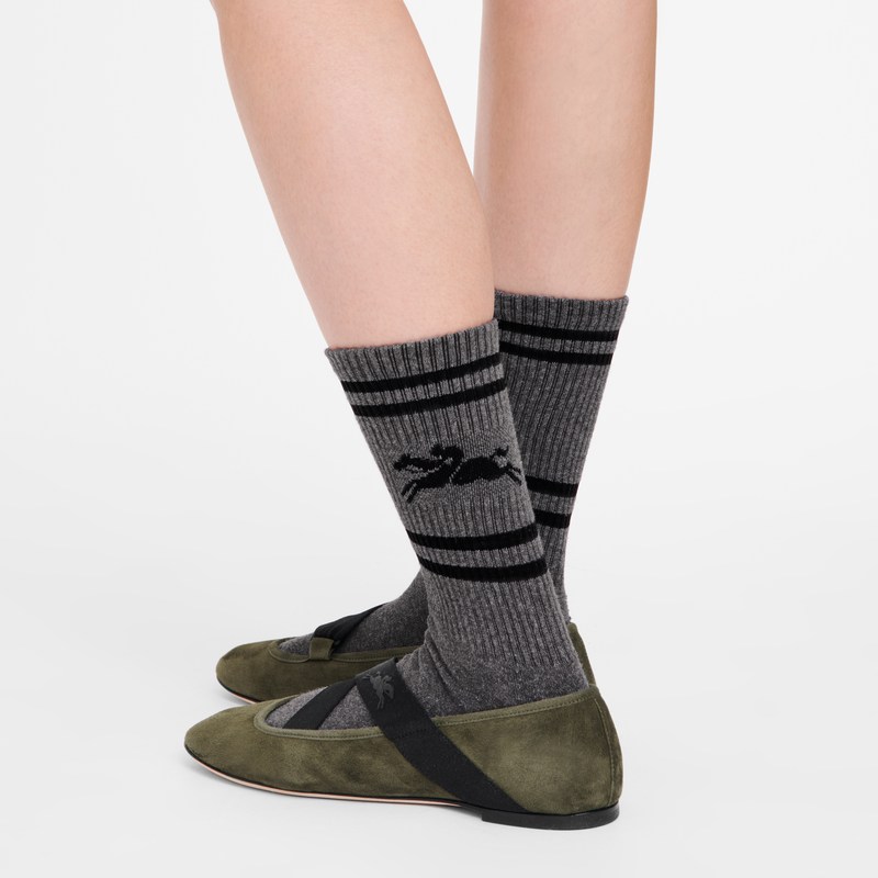 Longchamp Socks Anthracite | 26548-BCSR