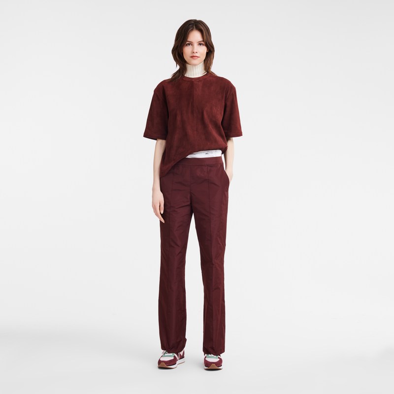 Longchamp Straight Pants With Patch Bordo | 95380-DXIN