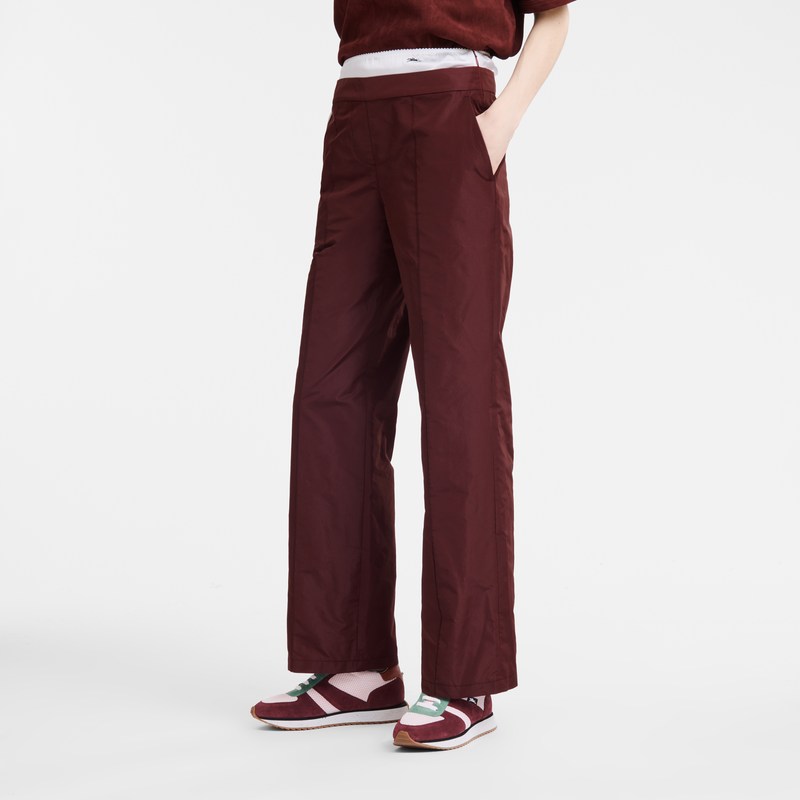 Longchamp Straight Pants With Patch Bordo | 95380-DXIN