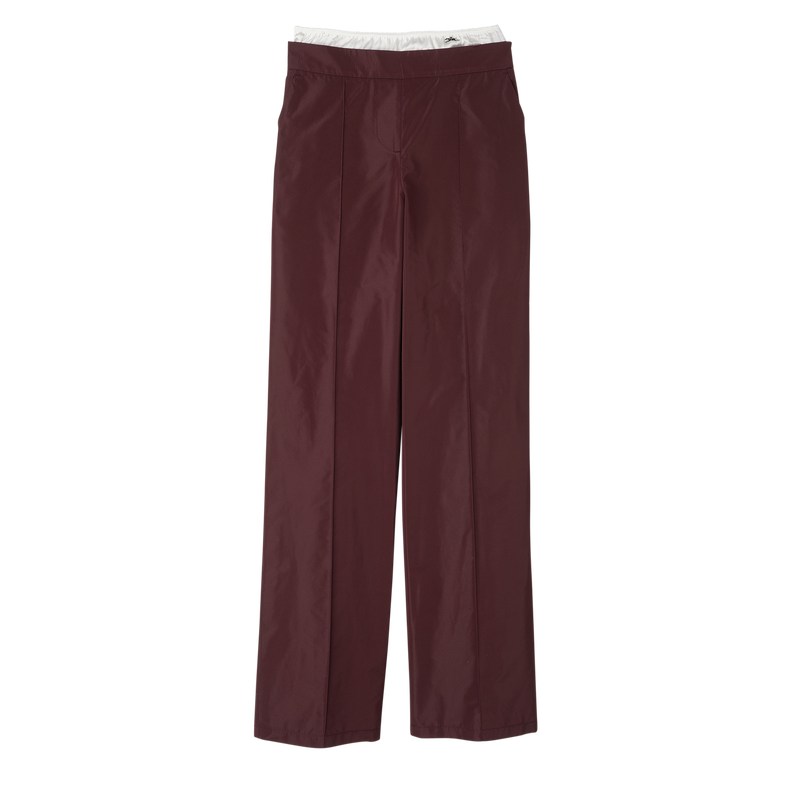 Longchamp Straight Pants With Patch Bordo | 95380-DXIN