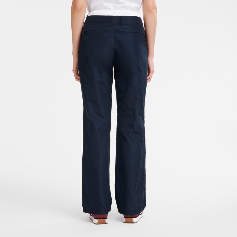 Longchamp Straight Pants With Patch Lacivert | 57629-PFMK