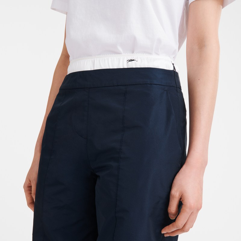 Longchamp Straight Pants With Patch Lacivert | 57629-PFMK