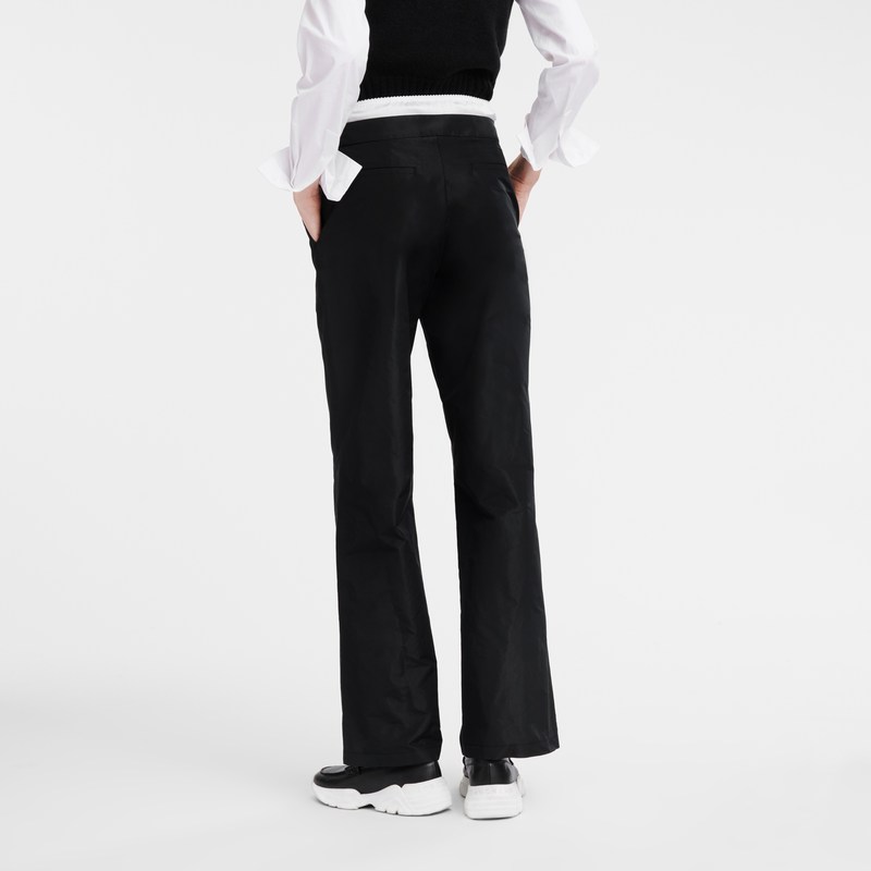 Longchamp Straight Pants With Patch Siyah | 98630-DHLC