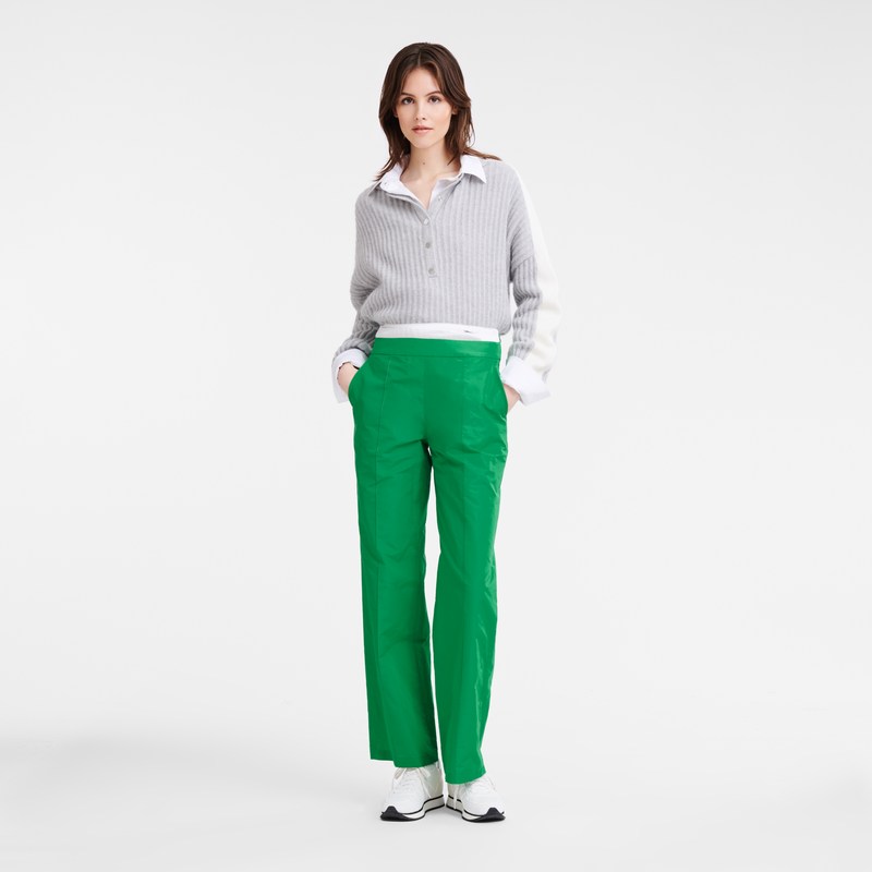 Longchamp Straight Pants With Patch Yeşil | 36795-NYMH