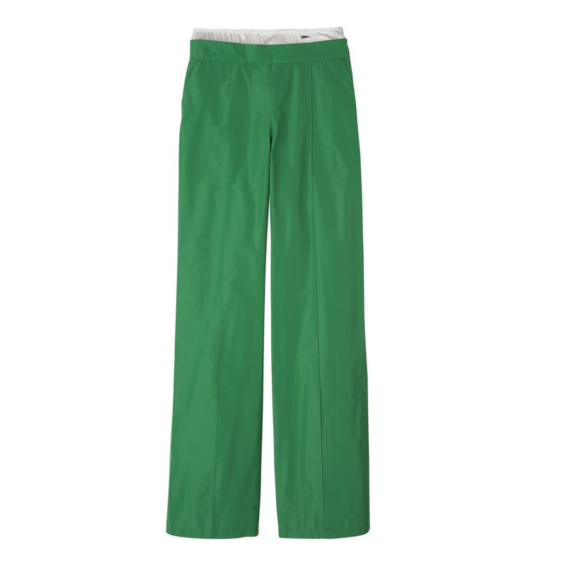 Longchamp Straight Pants With Patch Yeşil | 36795-NYMH