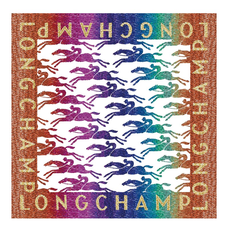 Longchamp Sunset Glitters Silk Scarf 70 Sienna | 16094-WMSH