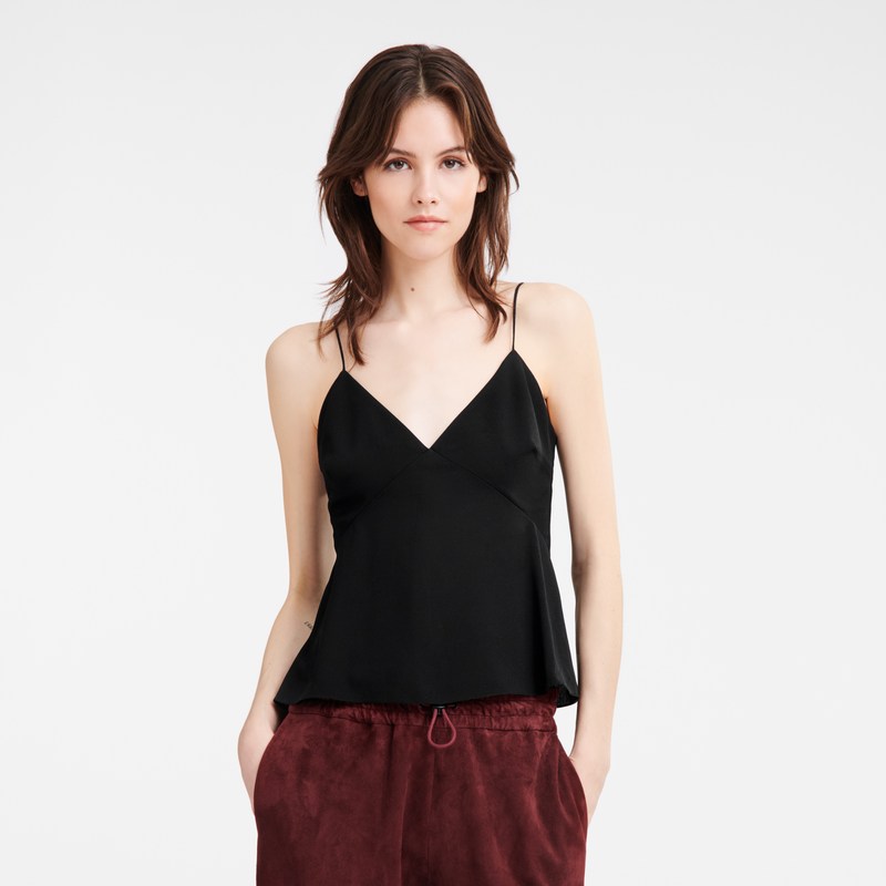 Longchamp Thin Strap Top Siyah | 24361-TNBC