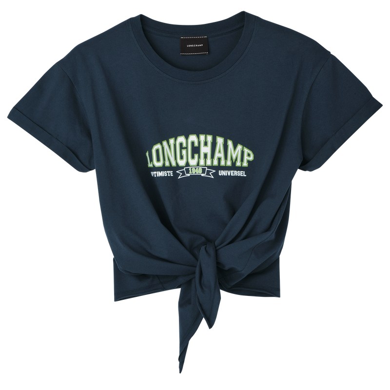 Longchamp Tied T-shirt Lacivert | 27856-BUFP